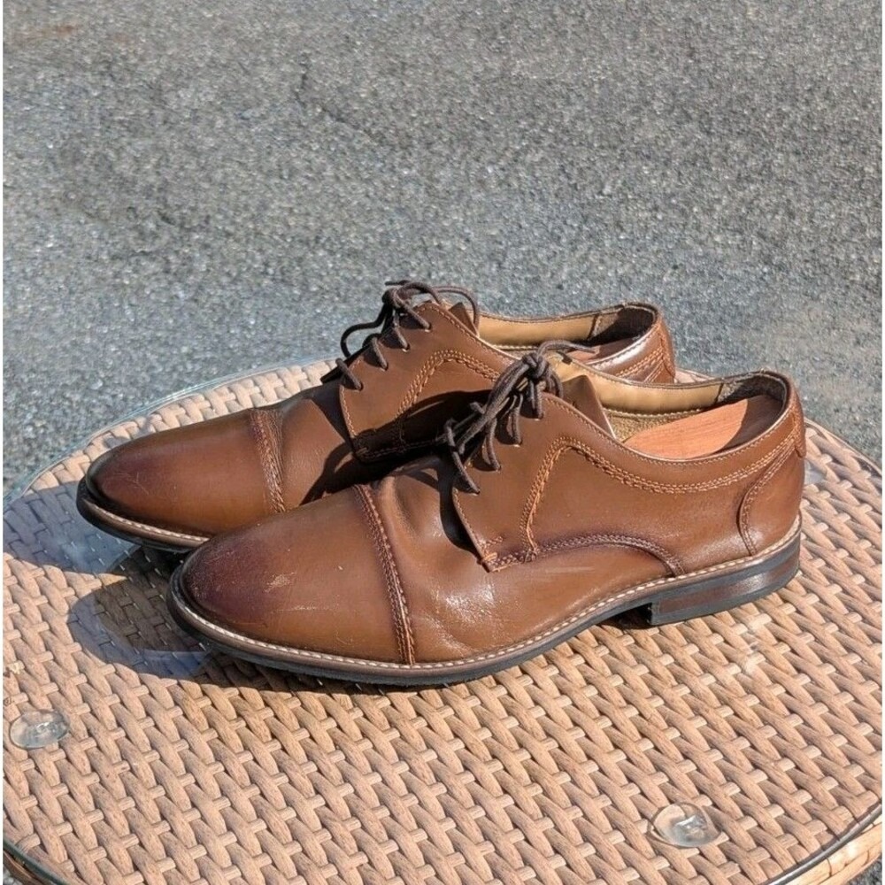 Old Money Cognac Leather Cap Toe Oxford Dress‎ Shoes Nunn Bush Men's 11.5
